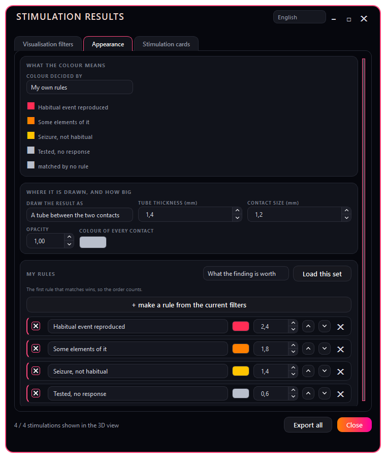 Colour rules for the 3D view